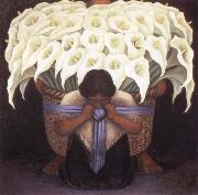 Diego Rivera the flower seller oil painting